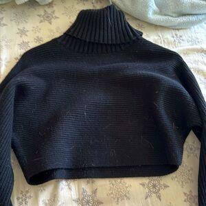 Black turtle neck cropped sweater from House Of Harlow 1960, XS, color black